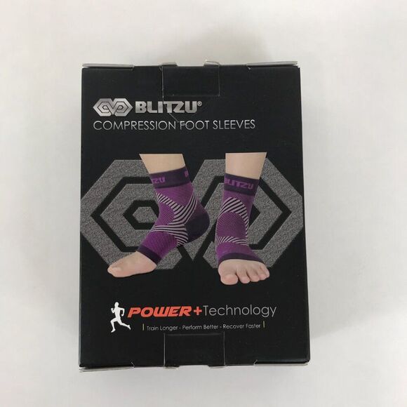 New Blitzu Compression Performance Foot Sleeves Purple Large Unisex - Picture 1 of 7